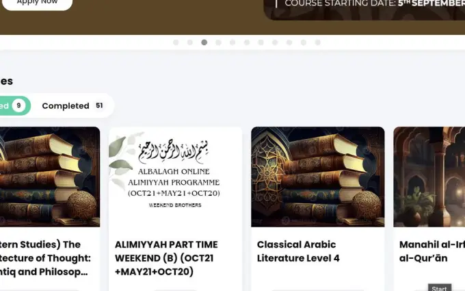 Recorded sessions listed in the Al Balagh classroom